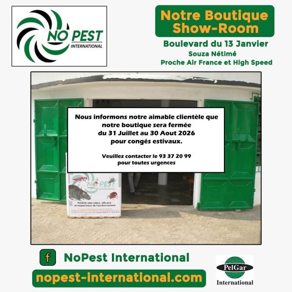 Boutique No Pest - Fermeture annuelle